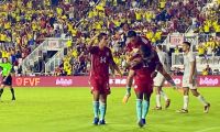 Celebración del gol colombiano.