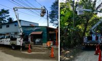 Trabajos de mantenimiento de alumbrado público en la zona rural