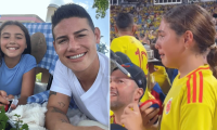 Emotivo momento: Hija de James Rodríguez llora de alegría por el triunfo de Colombia