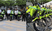Alcaldesa de Zona Bananera recibe 10 motocicletas donadas por Asbama para la Policía
