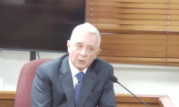 Álvaro Uribe Vélez durante el juicio en su contra este lunes en el Centro de Paloquemao, en Bogotá.