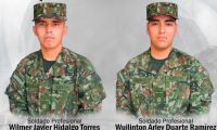 Los soldados profesionales Wilmer Javier Hidalgo Torres y Wuilinton Arley Duarte Ramírez