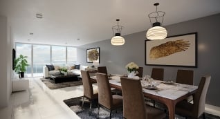 Constructora Infante Vives Diseño 3D de uno de los apartamentos del proyecto Punta Betín, ubicado en segunda línea de playa.