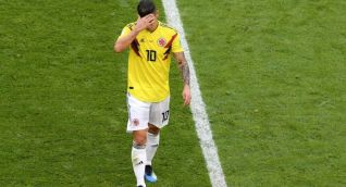 James Rodríguez al salir del partido.