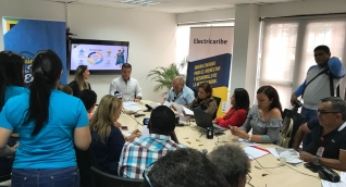 Aspecto de la rueda de prensa realizada esta mañana en Electricaribe.