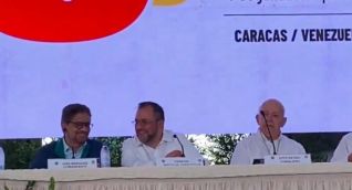 Iván Márquez en la mesa de diálogo de paz. 
