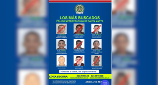 Cartel de los más buscados en Santa Marta