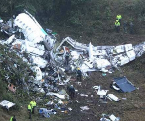 Accidente del avión donde viajaba el equipo brasilero Chapecoense. 