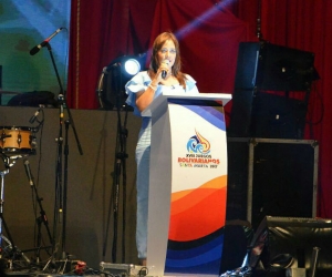 Alcaldesa encargada, Jimena Abril, durante la clausura de Los Juegos Bolivarianos.