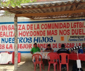 Aspecto del mural religioso en el que se discriminaba a la comunidad gay de Sincelejo.