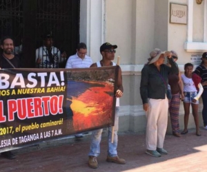 Manifestantes durante su protesta el pasado sábado.