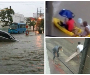 Mientras llueve en Santa Marta, la gente aprovecha para 'rebuscársela' como pueda.