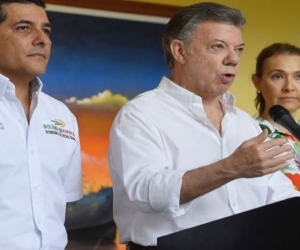 El Presidente Santos en su declaración a la prensa este domingo en Cartagena.