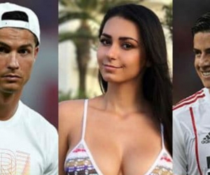 Cristiano Ronaldo, Helga Lovekaty y James Rodríguez.