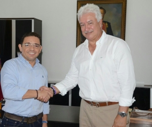 Rafael Martínez, alcalde de Santa Marta y Jorge Perdomo, presidente de Dimayor