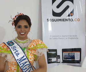 Cris Álvarez, Señorita Magdalena al Imperialato de la Cumbia, durante su visita a Seguimiento.co