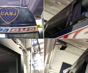 Así quedó el bus de Boca tras el incidente.