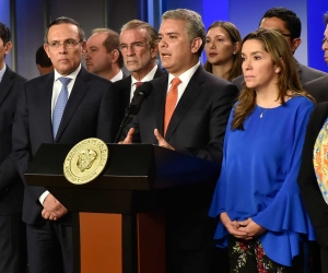 El presidente Iván Duque con la bancada Caribe del Congreso. 