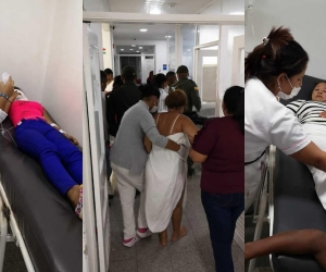 Varios de los lesionados cuando eran atendidos en el Hospital de Sabanalarga.