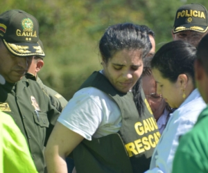 Melissa Martínez en su llegada a Santa Marta. 