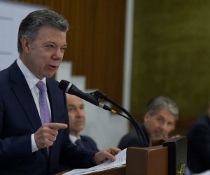 Juan Manuel Santos, durante la reunión con líderes de otras naciones.