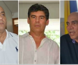 Hernando Escobar (izq) señaló públicamente a Álvaro Cotes (centro) y al director seccional de Fiscalías del Magdalena (der).