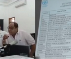 Aspecto de la junta directiva de la ESE Distrital en el despacho del alcalde Rafael Martínez.