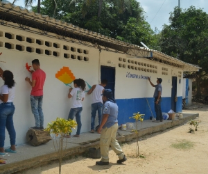 Estudiantes de la vereda Las Tinajas, plasmaron un 'mural para la conservación'.