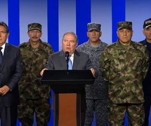 El ministro de Defensa, Guillermo Botero, en rueda de prensa.