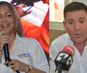 Ingrid Aguirre, ex gerente de la Essmar; y José Rodrigo Dajud, actual gerente