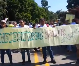 Protesta de los empleados del Parque Tayrona