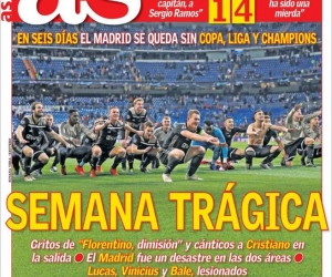 Los principales diarios deportivos españoles titularon "Semana Trágica" y "Fin de una era" tras la derrota del Real Madrid por 1- 4 ante el Ajax.