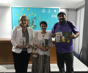 La embajadora de Colombia en México, Patricia Cárdenas, Emilia Franco, Gerente General de Siglo del Hombre Editores y Jorge Elías Caro, director Editorial Unimagdalena, durante la presentación de la experiencia significativa de la producción editorial de la Universidad del Magdalena.