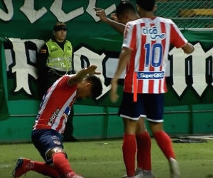 Teófilo Gutiérrez celebrando el segundo gol de Junior.