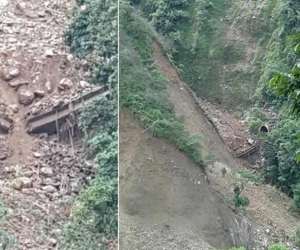 Alud derribó puente en construcción en la Vía Bogotá-Villavicencio.