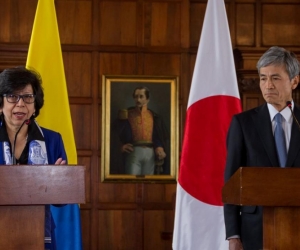 La Viceministra Luz Stella Jara y el embajador de Japón en Colombia, Keiichiro Morishita.