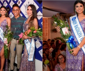 Mariana Villalobos, Miss Magdalena Virtual 2019; Camila Monsalve, Virreina; Ornella Rodgers, Princesa y Felipe Cermeño, organizador del concurso.