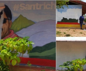 De blanco pintaron la pared donde había un mural de 'Jesús Santrich' en Tierra Grata, Cesar.