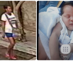 A la izquierda, la presunta captura (identificada por la mamá), a la derecha, el bebé secuestrado.
