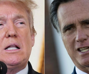 El mandatario estadounidense, Donald Trump, y el excandidato presidencial y senador Mitt Romney.