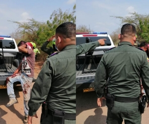 El presunto delincuente herido a machete y que fue capturado por la Policía.