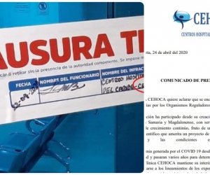 La Clínica Cehoca fue cerrada el 23 de abril.