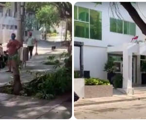 Residentes de El Rodadero protestaron frente al hotel Portobahía.