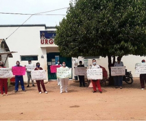 Protesta de trabajadores de la salud en Guamal.
