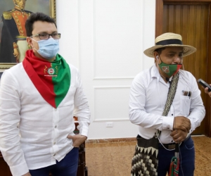 Reunión de Carlos Caicedo con indígenas de la Minga del Cauca.