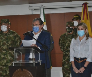 Ministro Carlos Holmes Trujillo durante la rueda de prensa tras Consejo de Seguridad.