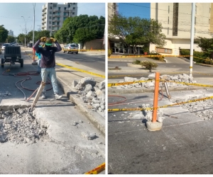 Obreros trabajaron desde este viernes en la tarde en la reparación del hueco en el Mayor.