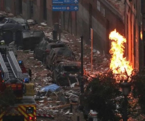 Lugar de la explosión en Madrid.