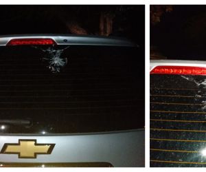 El vehículo en el que se movilizaba la dirigente política fue impactado en el vidrio trasero.