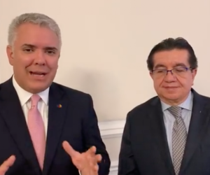 El Presidente Iván Duque y el Ministro de Salud, Fernando Ruiz.